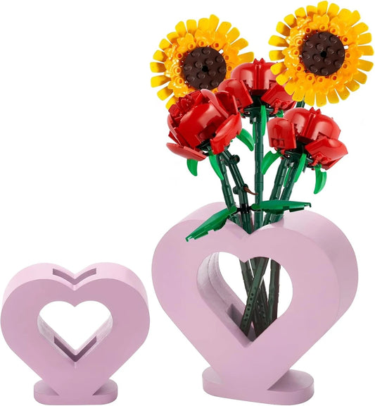Heart Shaped Wood Lego Flower Vase